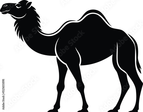 "Elegant Black Camel Silhouette Vector Design"