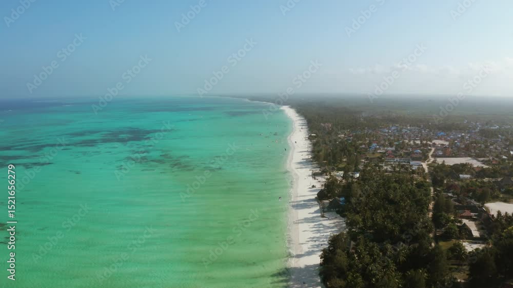 Drone shot of Paje Beach in Zanzibar. Drone shot of Paje Beach in Zanzibar.