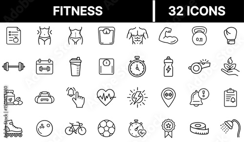 Fitness Icon Representing Physical Exercise, Health Training, and Active Lifestyle