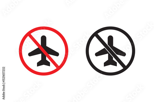do not use plane or Prohibited airplane sign vector icon, no airplanes or forbidden flight, no fly zones, travel restrictions, and aviation bans