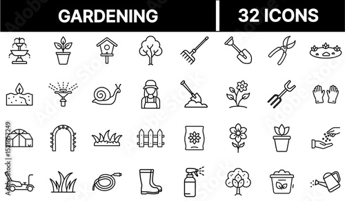 Gardening Icon Representing Plant Care, Outdoor Activity, and Eco-Friendly Lifestyle