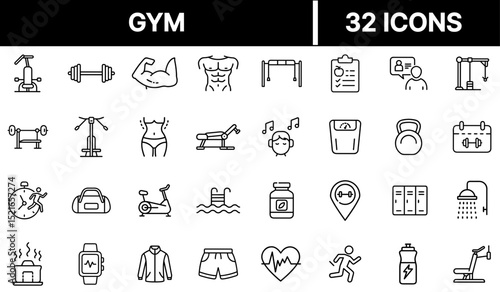 Gym Icon Representing Fitness Training, Exercise Equipment, and Active Lifestyle