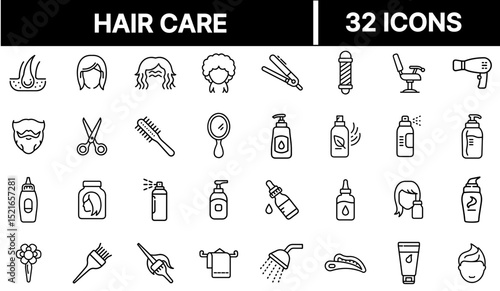 Hair Care Icon Representing Hair Treatment, Styling, and Personal Grooming