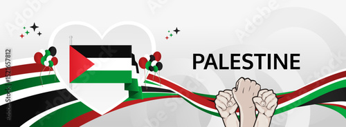 Palestine Independence Day modern greeting banner. 15 November Happy National Day. Festive horizontal background with flag colors, great for carnival poster, tourism campaign, celebrations holidays