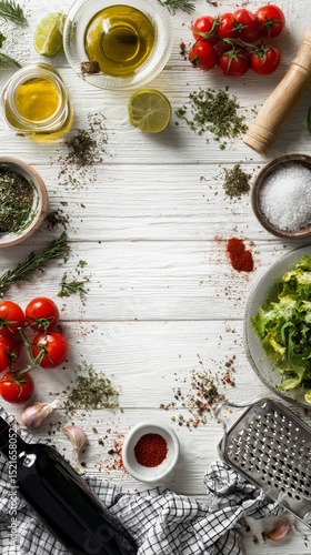 Fresh Ingredients Arranged on a Wooden Table for a Vibrant Culinary Creation