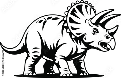 "Triceratops Stylized Silhouette Vector Illustration"
