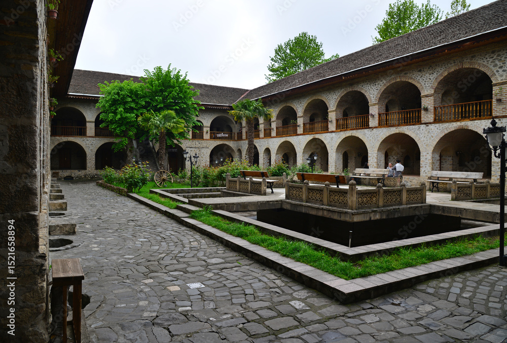 Fototapeta premium The Historical Upper Caravanserai in Sheki, Azerbaijan was built in the 18th century.