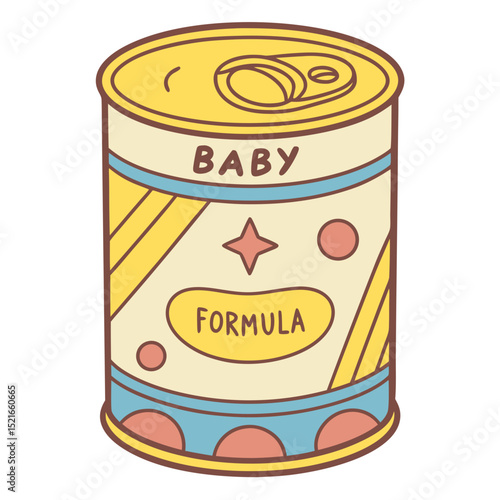 Cute cartoon illustration of a baby formula can