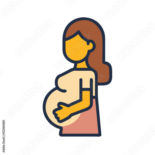 Simple icon of a pregnant woman touching her belly