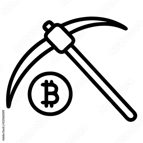 Bitcoin mining pickaxe icon cryptocurrency digital currency blockchain technology