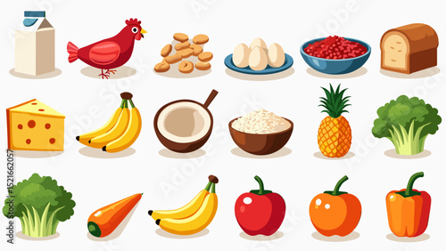 Food Groups Nutrition Illustration for Kids – Educational Vector for Preschool and Home Learning