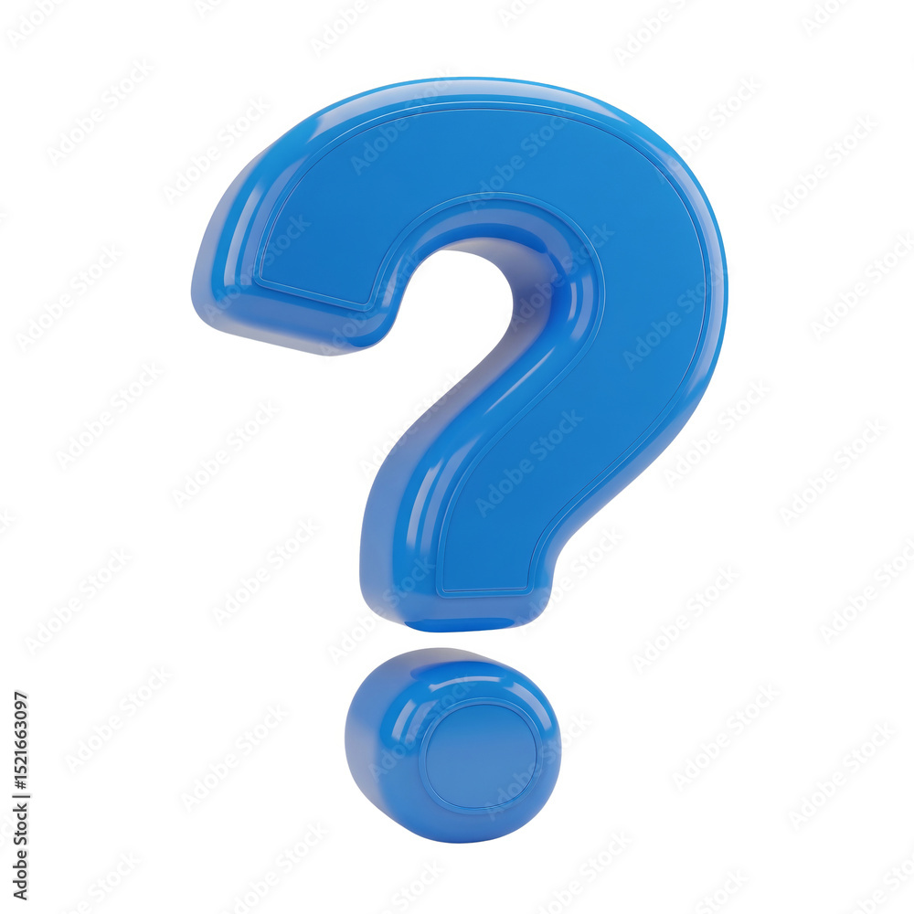 Naklejka premium 3D Blue Question Mark Icon FAQ, Help, Inquiry & Doubt Symbol for Support & Problem Solving