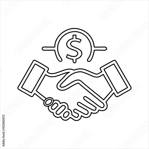 Deal Making Handshake with Dollar Sign Depicting Financial Agreement and Partnership