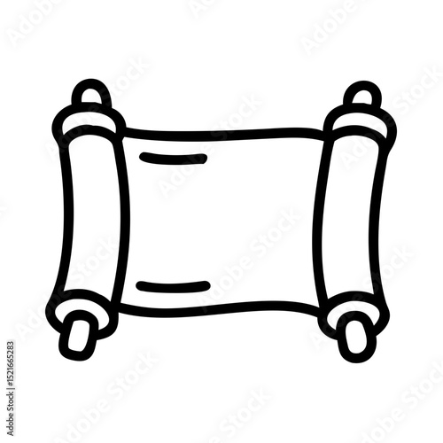 Hand drawn black and white scroll icon illustration design element