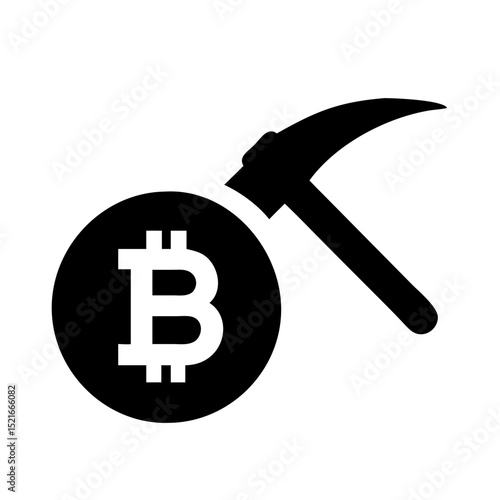 Bitcoin mining icon pickaxe cryptocurrency digital currency blockchain technology