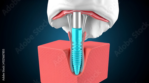 Sinus Lift Surgery - implant installation. 3D illustration