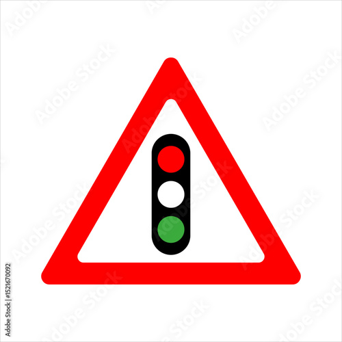 Traffic Light Ahead Warning Sign in Red Triangle