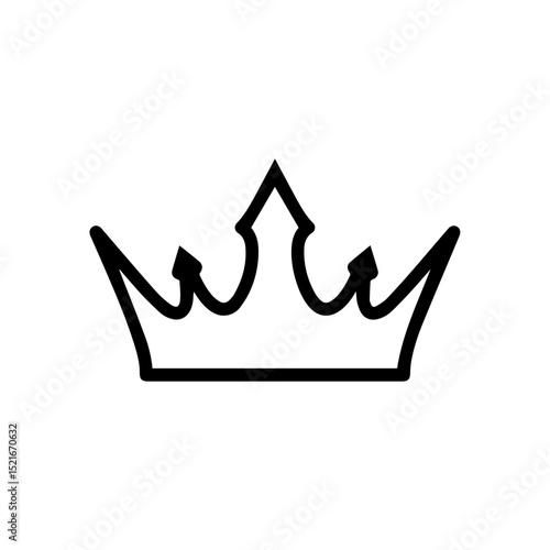Simple crown icon, royal symbol design, elegant line art crown image. This simple crown graphic is perfect for logos, emblems, and branding.  Crown illustration ideal for website design, app icons,