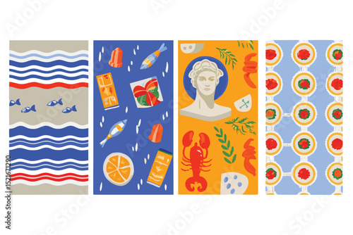 Wallpaper Mural italian-summer-mediterranean-trendy-postage-stamps.eps Torontodigital.ca