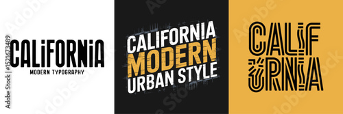 Quadro su tela California Modern Urban Style Typography Vector Set Featuring Bold and Creative