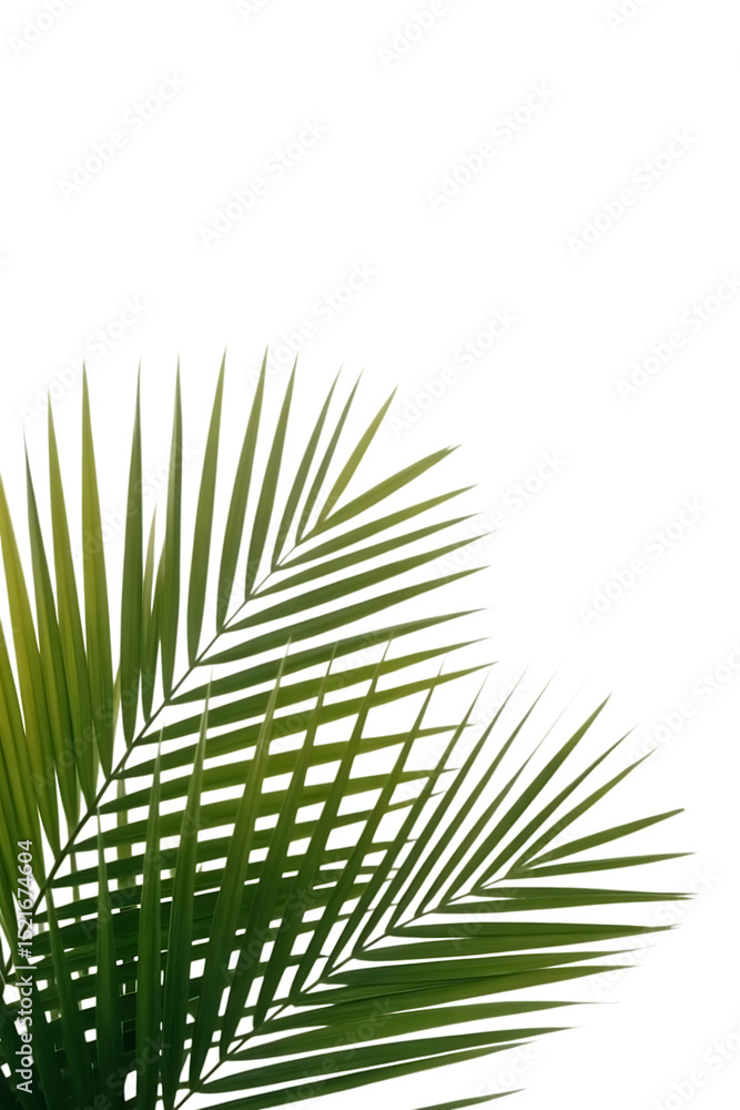 Fototapeta premium Green palm frond leaf isolated on transparent background
