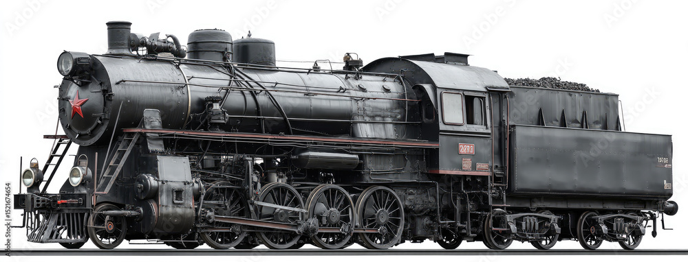Obraz premium Vintage Steam Locomotive with Coal Car