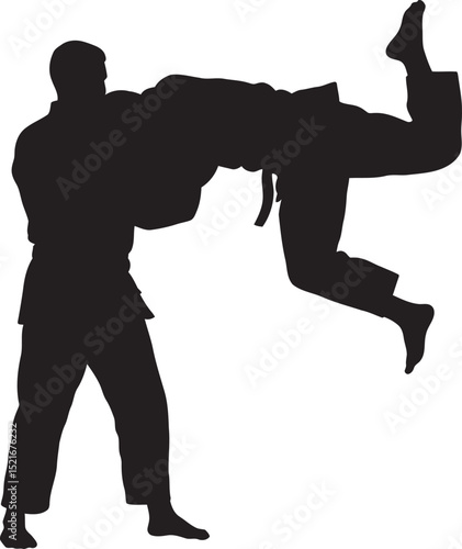 Judo sports silhouette art white color background