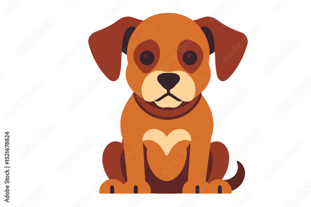 Obraz premium Cute Brown Puppy Illustration - Cartoon Dog Vector Graphic - Adorable Pet Clipart for Kids' Designs and Animal Lovers- Digital Art of a Playful Canine