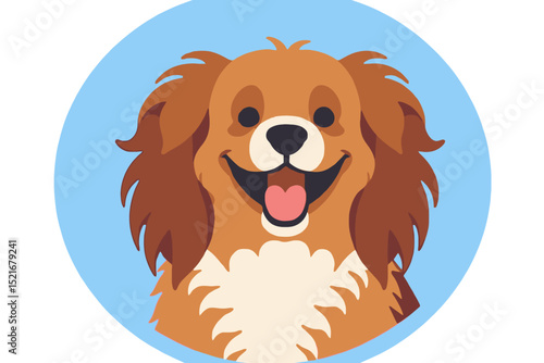 Cute Cartoon Dog Illustration-Happy Dog with Brown Fur and Blue Background-Friendly Pet Icon for Kids-Animal Mascot Image for Websites