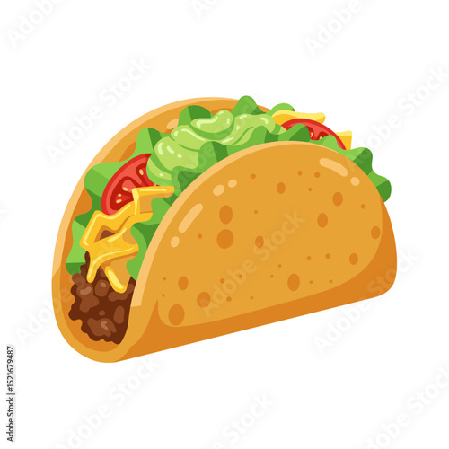 Illustration of a Mexican taco with colorful filling