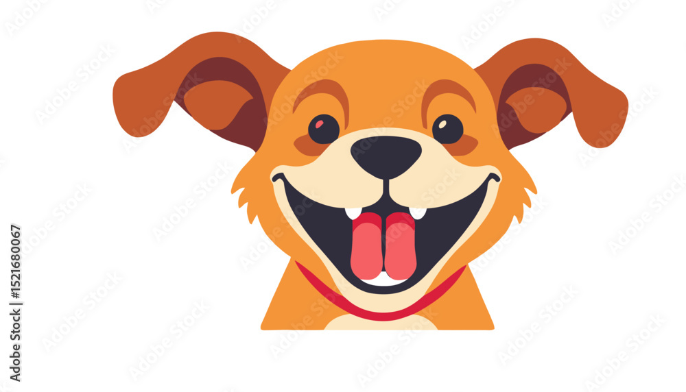 Fototapeta premium Happy Cartoon Dog Illustration- Cute Puppy Smiling with Tongue Out- Perfect for Kids and Animal Lovers- Digital Art for Websites and Social Media
