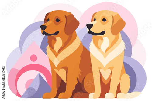 Golden Retrievers Vector Illustration-Adorable Dog Breed Graphic-Perfect for Pet Lovers & Animal Art-Cute Puppy Design-Download Now for Your Creative Projects