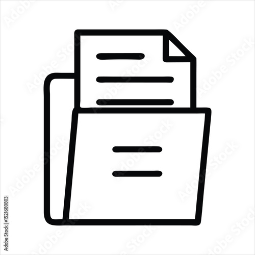 File Folder with Documents Icon Simple black line