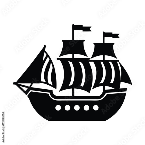 Pirate Ship Icon Vector Flat And Clean Look