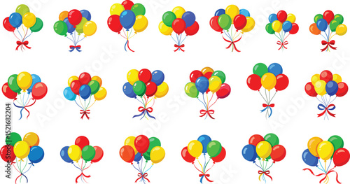 Colorful  bunch of balloons set vector illustration