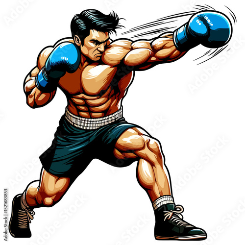 Powerful Boxer: A Champion's Punch. Dynamic Fitness, Strength, and Unstoppable Power in Every Strike. Boxing's Ultimate Showdown.