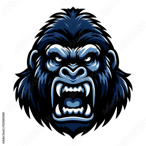 Aggressive Gorilla Head: A Powerful Vector Illustration