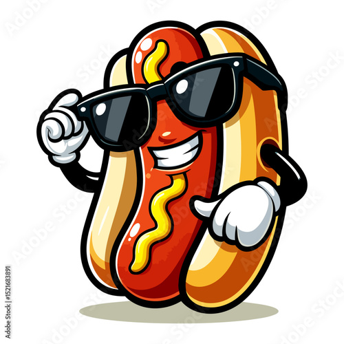 Cool Hot Dog Cartoon Character: Fun Summer Food Illustration
