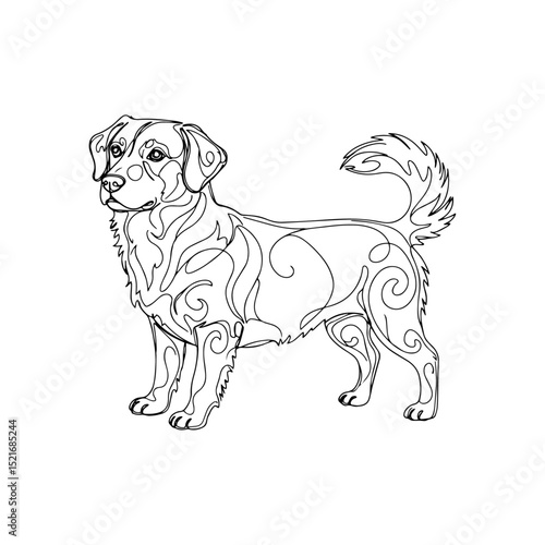 Elegant Line Art Dog Illustration Canine Portrait, One-Line Drawing, Pet Art