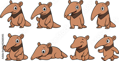 vector illustration of little baby deer antelope  funny cartoon mascot character cartoon with 8 poses 03