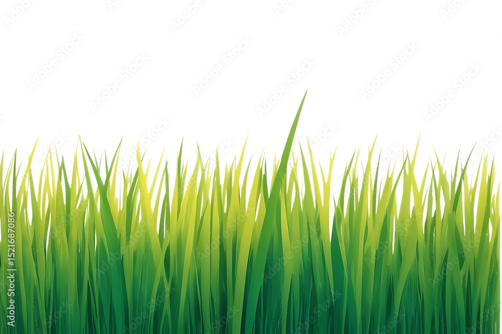 Obraz premium Vibrant green grass border isolated on transparent background