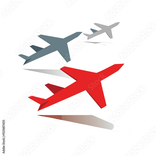 Airplanes in Paper Cut Style with Shadows