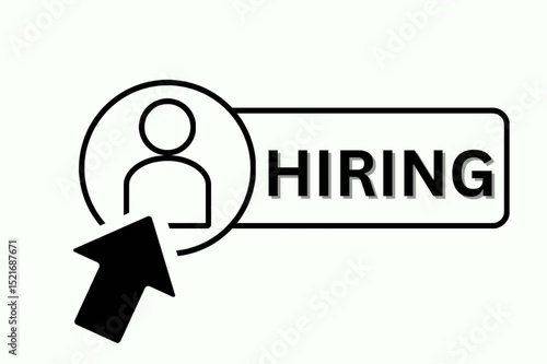 Hiring announcement icon with person and clicking arrow