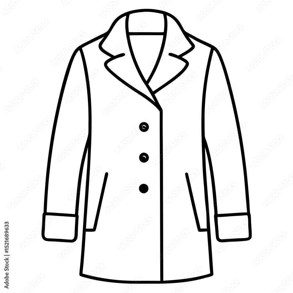 Naklejka premium Winter Wool Coat Vector – Stylish Cold Weather Outerwear Illustration