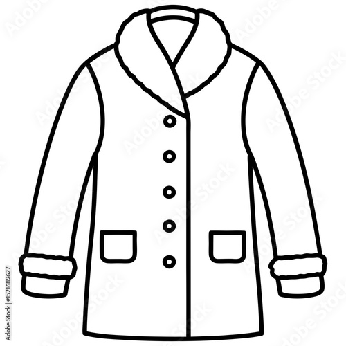 Winter Wool Coat Vector – Stylish Cold Weather Outerwear Illustration
