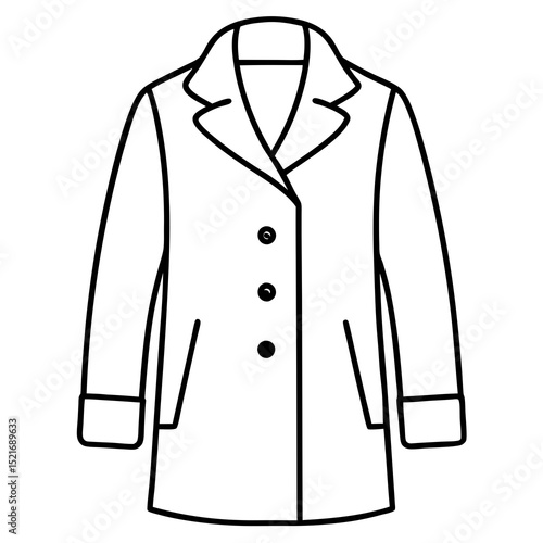 Winter Wool Coat Vector – Stylish Cold Weather Outerwear Illustration