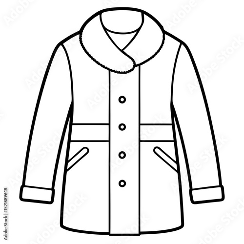 Winter Wool Coat Vector – Stylish Cold Weather Outerwear Illustration