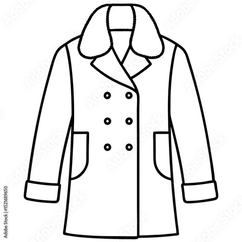 Winter Wool Coat Vector – Stylish Cold Weather Outerwear Illustration