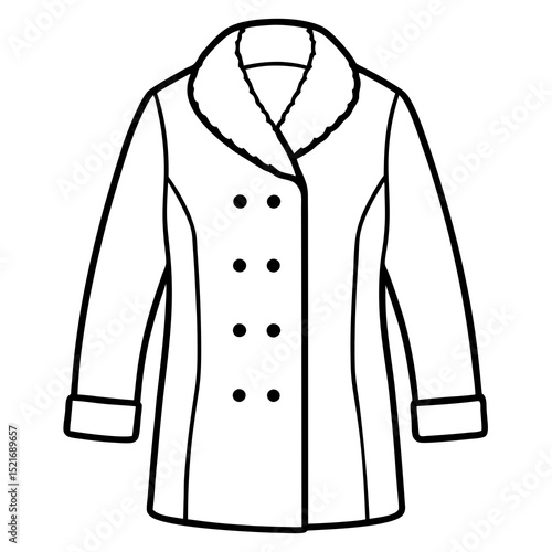 Winter Wool Coat Vector – Stylish Cold Weather Outerwear Illustration