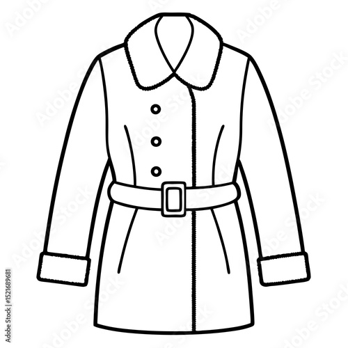 Winter Wool Coat Vector – Stylish Cold Weather Outerwear Illustration